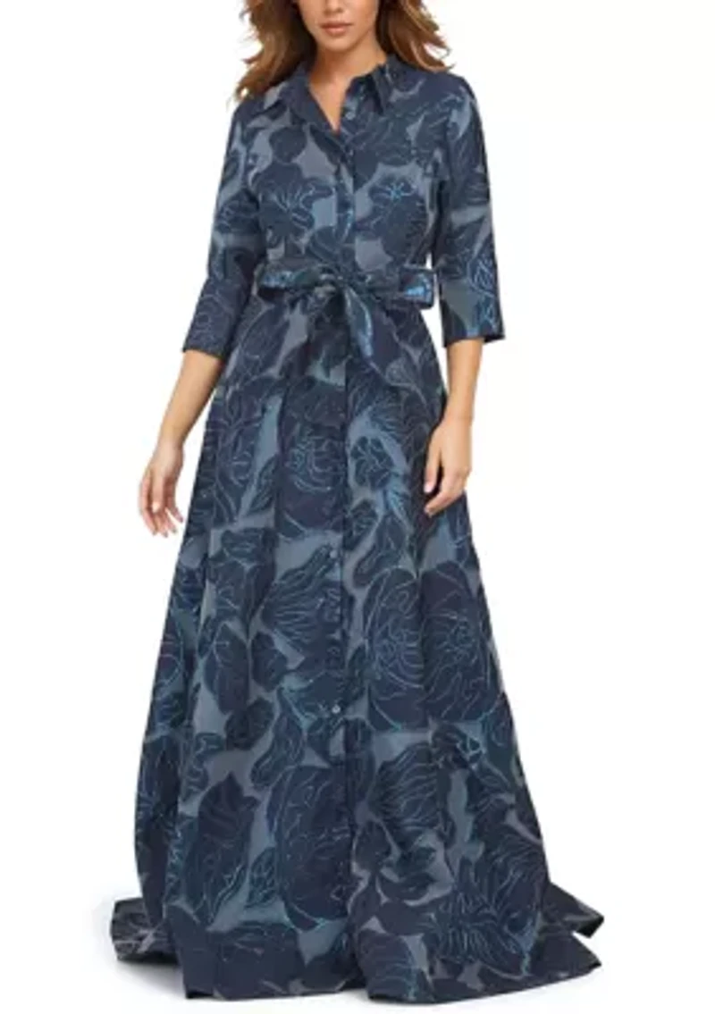 Women's 3/4 Sleeve Lace Shirtdress Gown