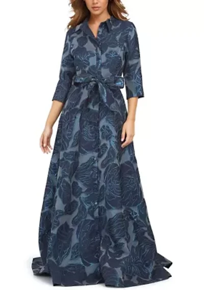 Women's 3/4 Sleeve Lace Shirtdress Gown