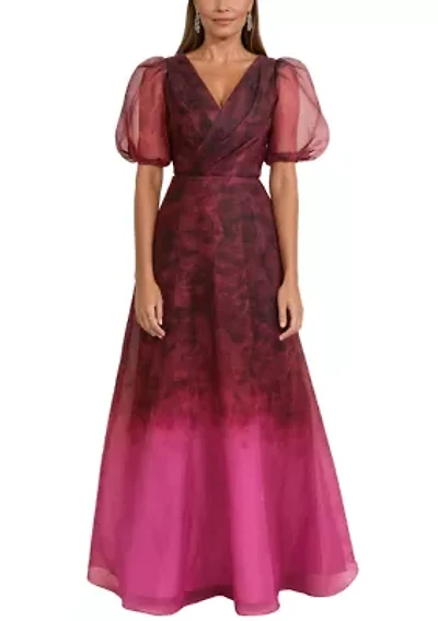 Women's Short Sleeve Floral Gown