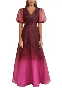 Women's Short Sleeve Floral Gown