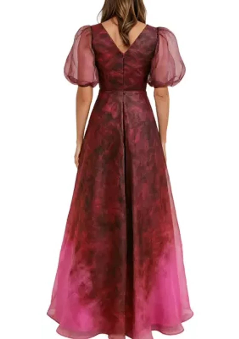 Women's Short Sleeve Floral Gown