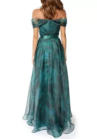 Women's Sleeveless Off the Shoulder Organza Gown