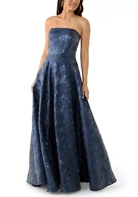 Women's Sleeveless Strapless Printed A-Line Dress