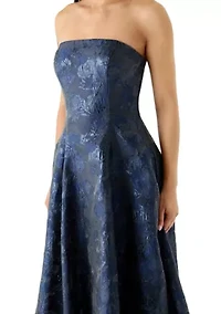 Women's Sleeveless Strapless Printed A-Line Dress
