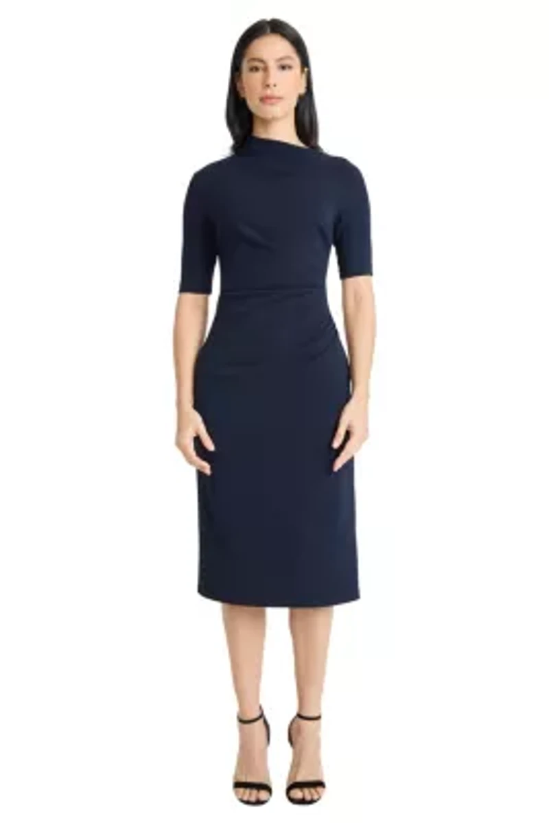 Asymmetrical Drape Neck Midi