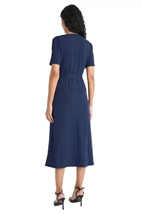 Short Sleeve V Neck Dress
