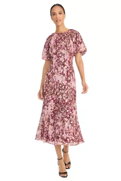Metallic Printed Midi Dress