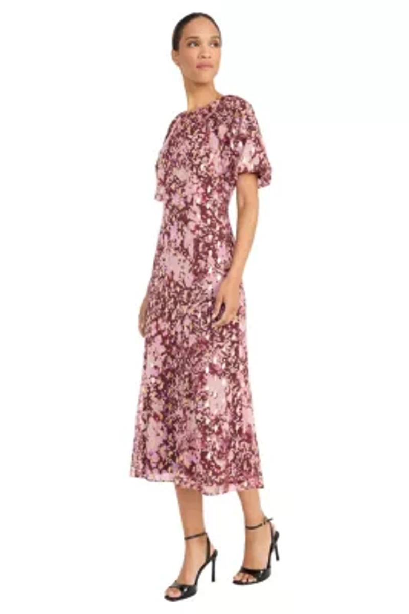 Metallic Printed Midi Dress