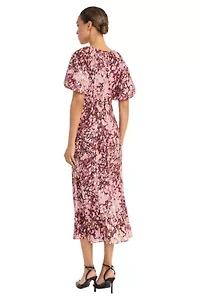 Metallic Printed Midi Dress