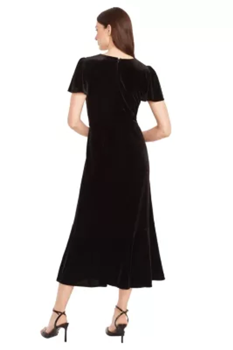 Ruffle Hem Velvet Dress