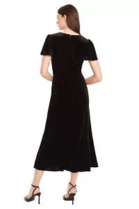 Ruffle Hem Velvet Dress