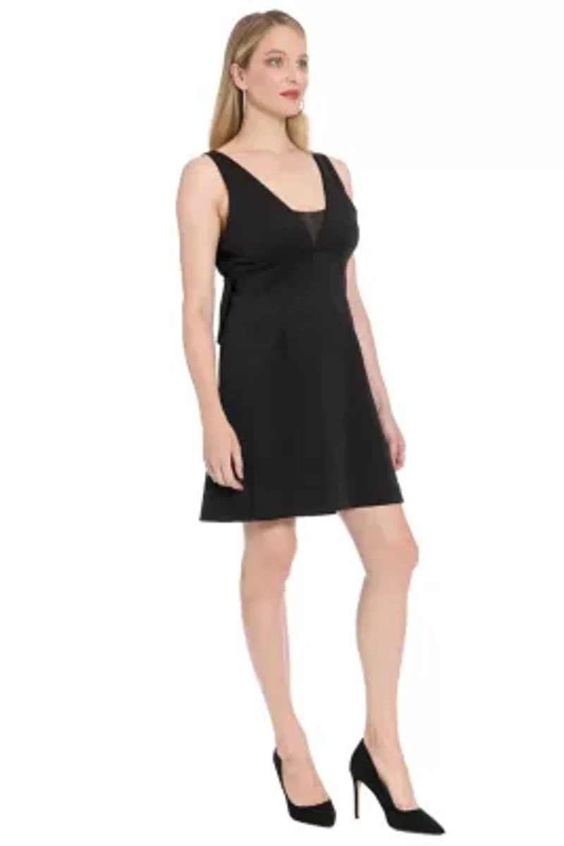 V-NECK A-LINE BOW BACK DRESS