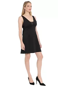 V-NECK A-LINE BOW BACK DRESS