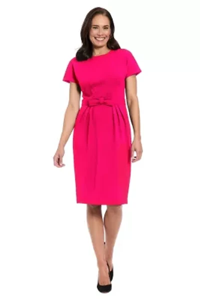 SHORT SLEEVE BOW WAIST SHEATH