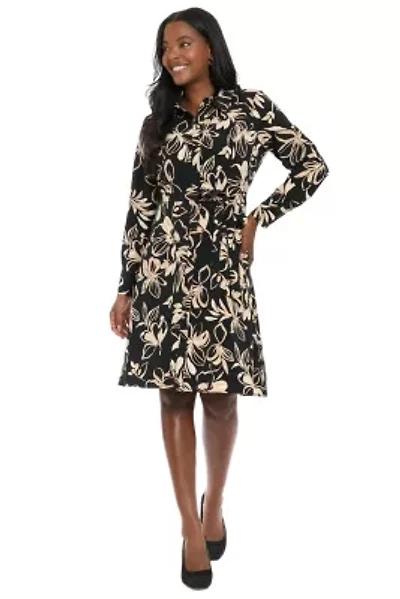 CREPE SHIRTDRESS WITH BELT