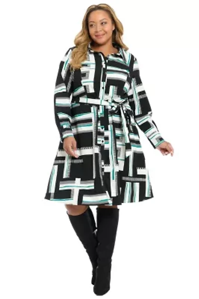 PRINT SHIRT DRESS WITH BELT