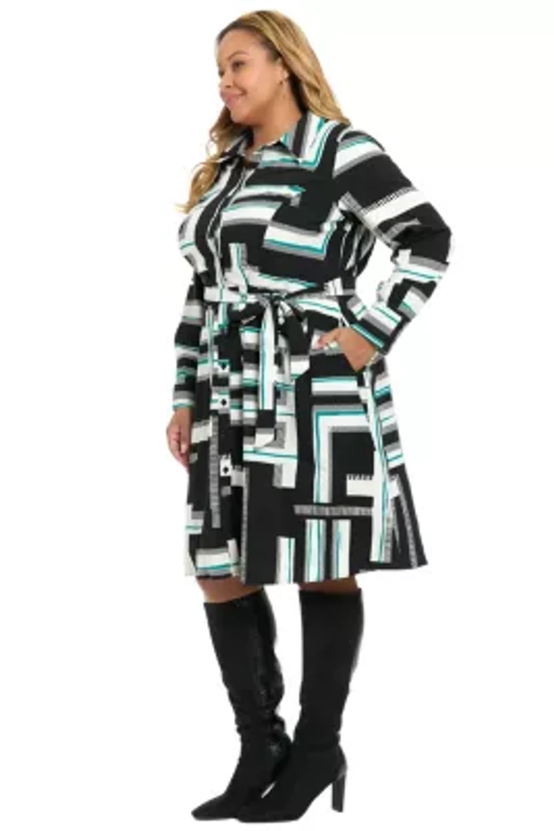 PRINT SHIRT DRESS WITH BELT