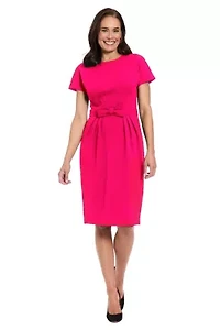 SHORT SLEEVE BOW WAIST SHEATH