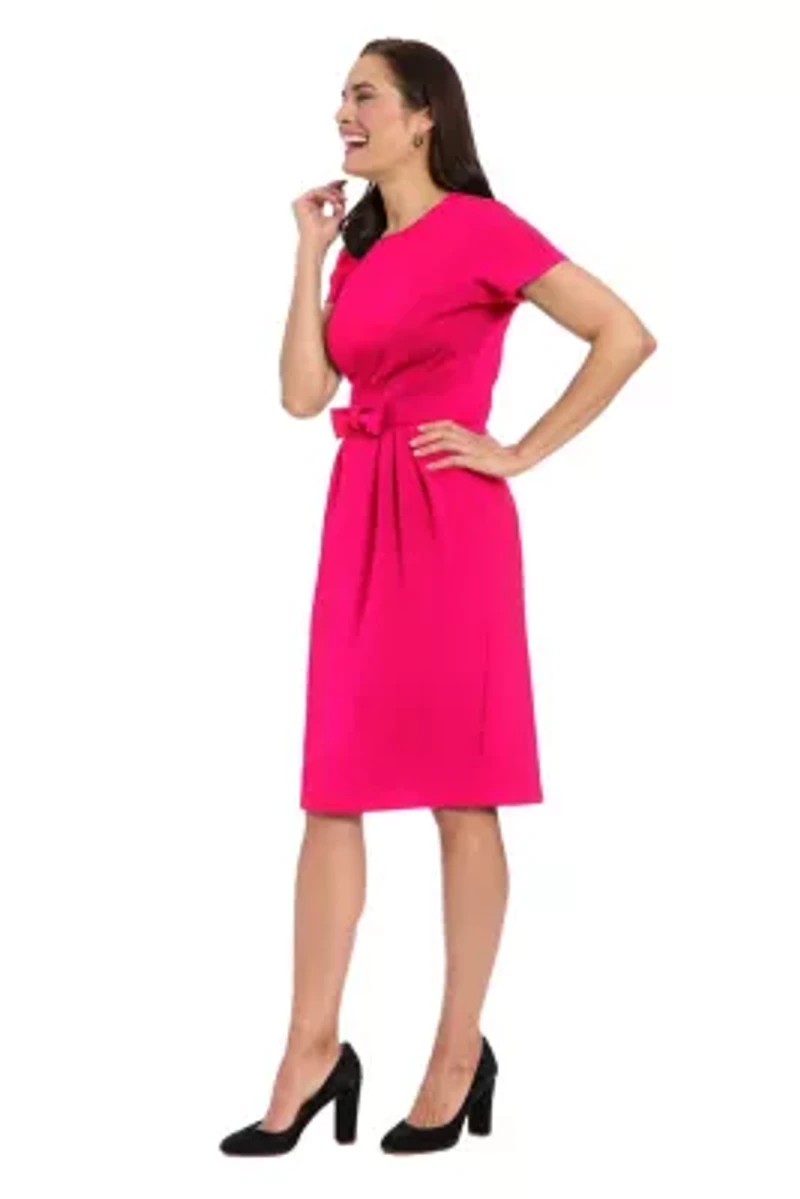 SHORT SLEEVE BOW WAIST SHEATH