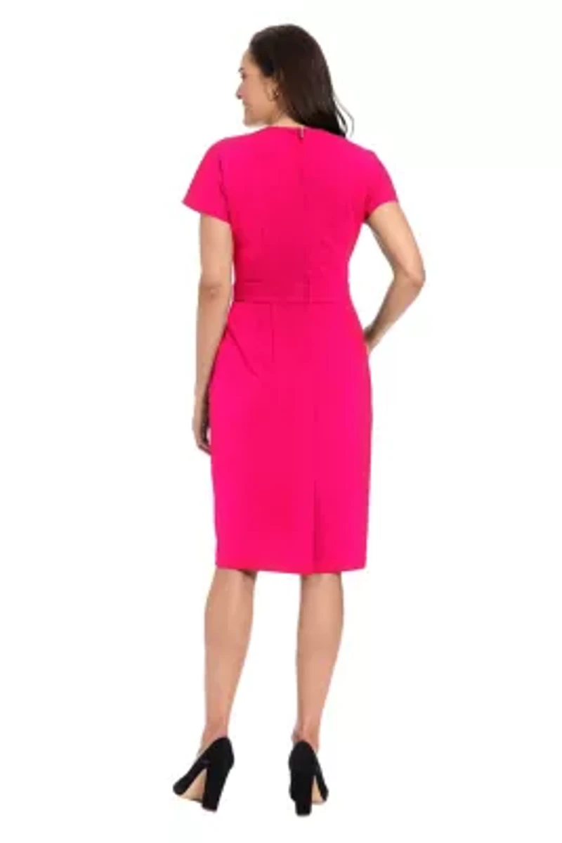 SHORT SLEEVE BOW WAIST SHEATH