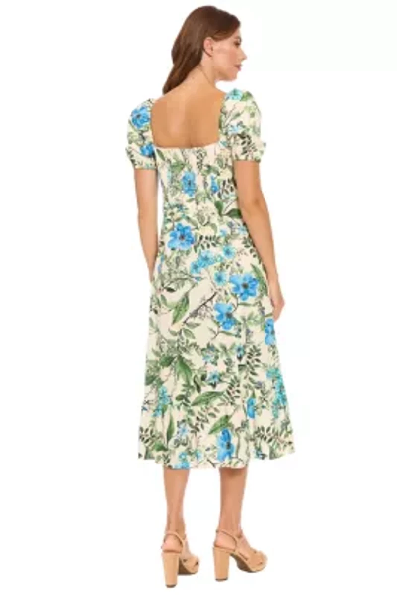 PUFF SLEEVE EMPIRE WAIST MIDI