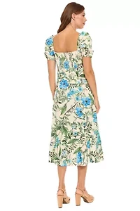 PUFF SLEEVE EMPIRE WAIST MIDI