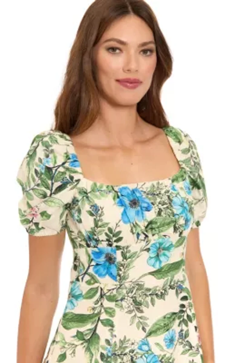 PUFF SLEEVE EMPIRE WAIST MIDI