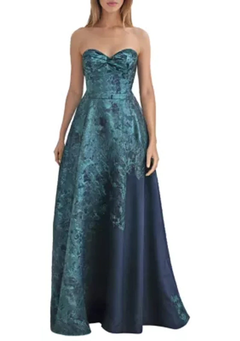 Women's Strapless Boarder Print Dress