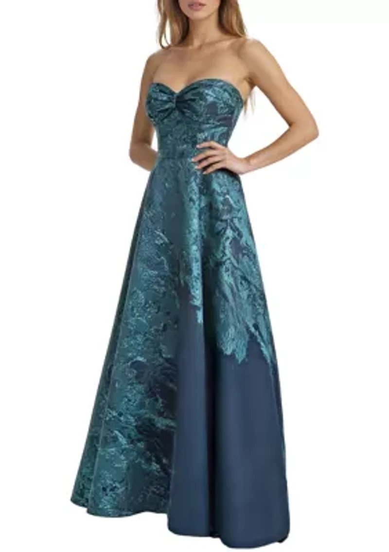 Women's Strapless Boarder Print Dress