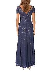 Women's Lace Illusion Column Gown
