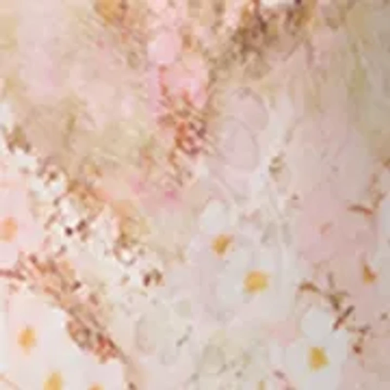 Women's Short Puff Sleeve Floral Midi Dress