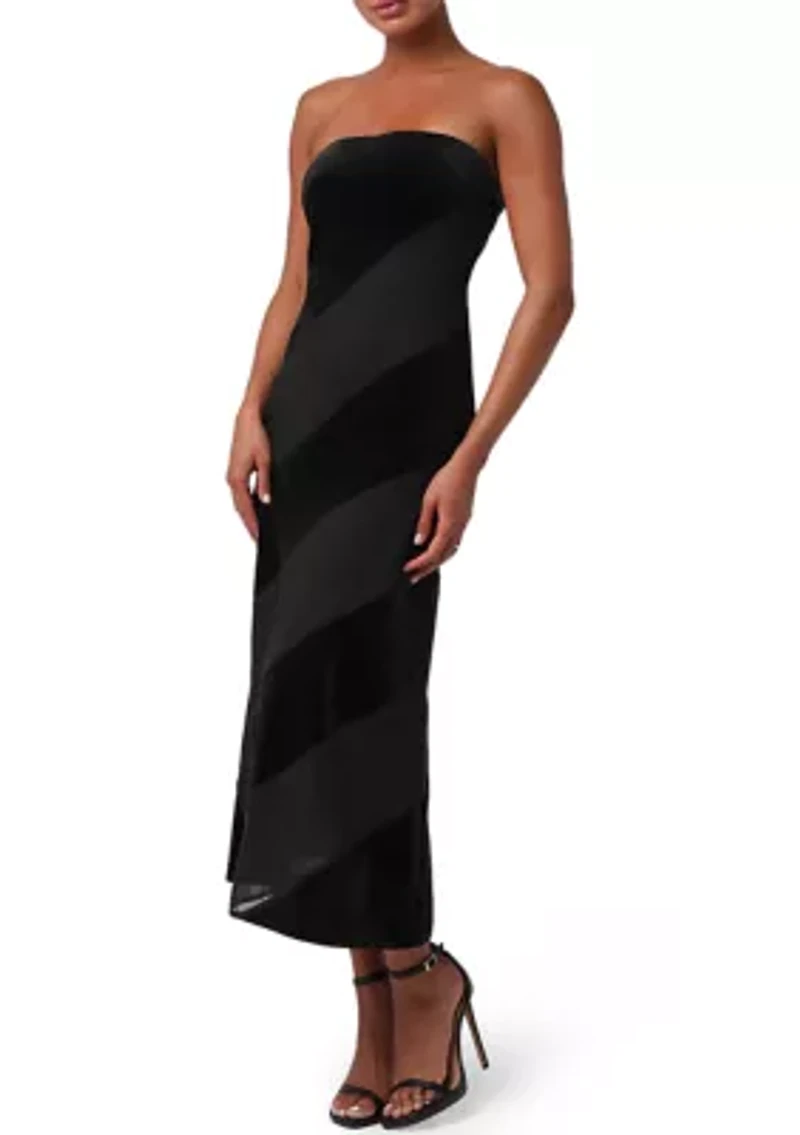 Surrey Velvet Striped Midi Dress
