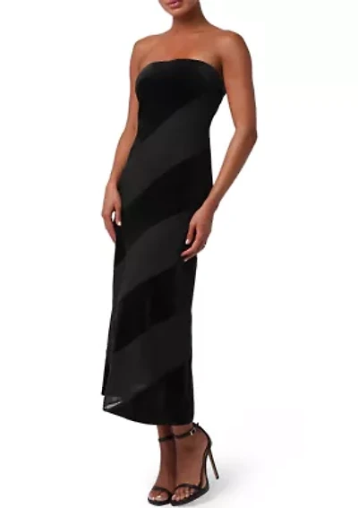 Surrey Velvet Striped Midi Dress