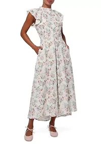 Women's Floral Eyelet Open Back Dress