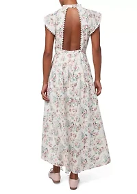 Women's Floral Eyelet Open Back Dress