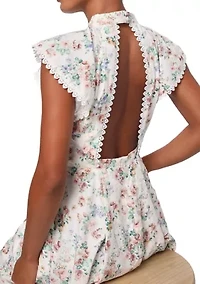 Women's Floral Eyelet Open Back Dress