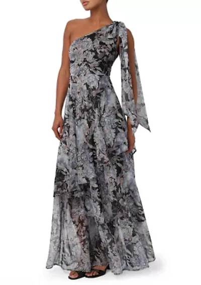 Women's Off One Shoulder Floral Tiered Maxi Dress