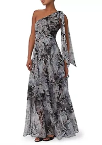 Women's Off One Shoulder Floral Tiered Maxi Dress