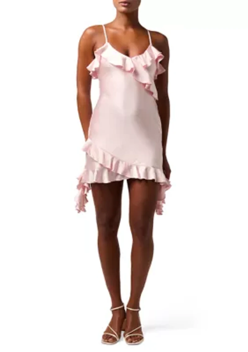 Women's Sleeveless Waterfall Ruffle Mini Dress