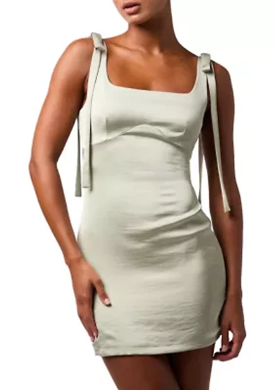 Women's Sleeveless Tie Strap Satin Mini Dress