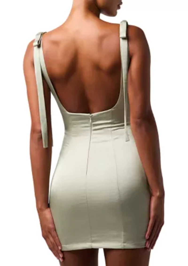 Women's Sleeveless Tie Strap Satin Mini Dress