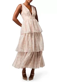 Women's Sleeveless Tiered Floral Maxi Dress