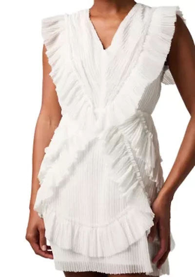 Women's Sleeveless Pleated Ruffle Mini Dress