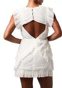 Women's Sleeveless Pleated Ruffle Mini Dress