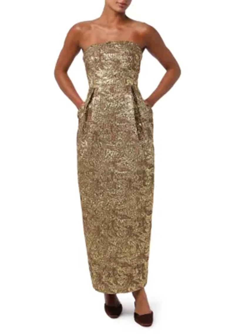 Women's Kya Strapless Brocade Midi Dress with Pockets