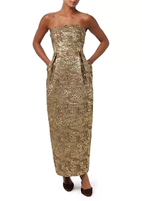 Women's Kya Strapless Brocade Midi Dress with Pockets