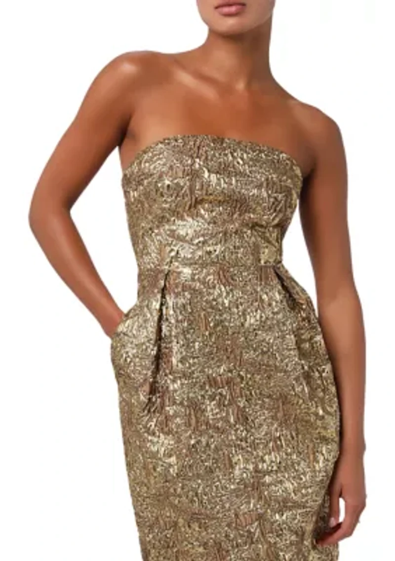 Women's Kya Strapless Brocade Midi Dress with Pockets