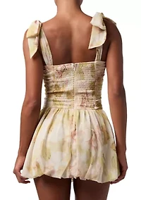 Women's Sleeveless Bow Tie Floral Mini Dress