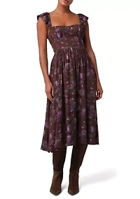 Women's Vera Ruffle Shoulder Midi Dress