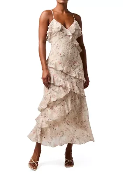 Women's Floral Tiered Ruffle Maxi Dress